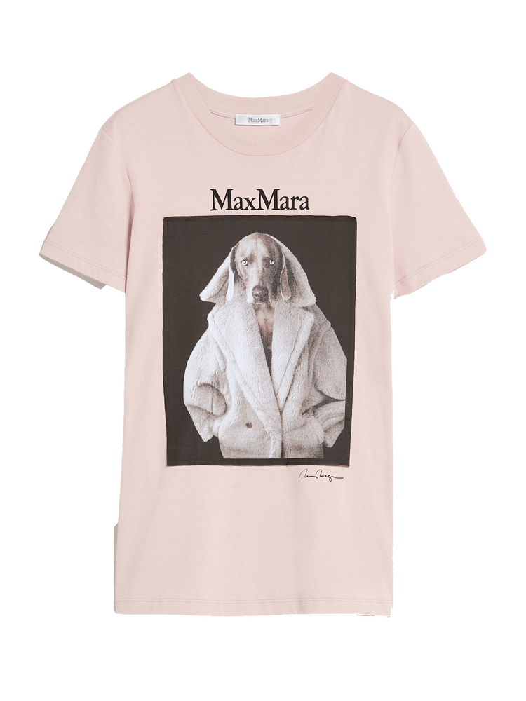 柄デザインプリント【マックスマーラ】DOG コットン Tシャツ　Wegman print