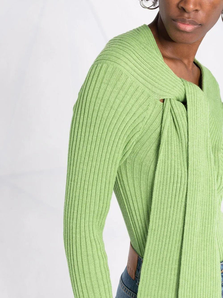MSGM ribbed-knit knot-detail top