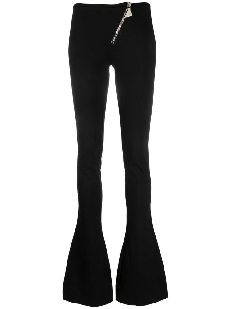 zip-embellished flared trousers