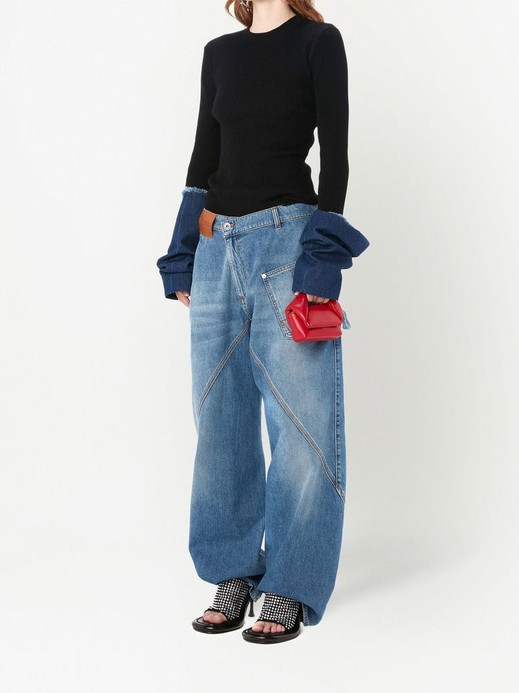 twisted workwear wide-leg jeans