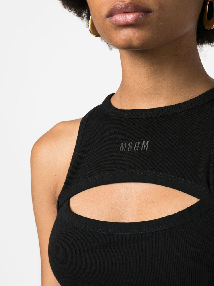 MSGM cut-out fine-ribbed tank top