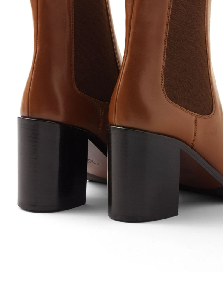 PRADA brushed leather 85mm ankle boots