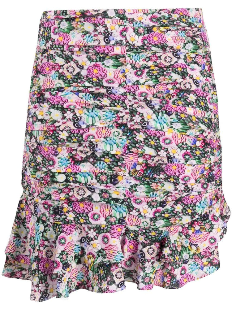 ISABEL MARANT Milendi floral-print ruched mini skirt
