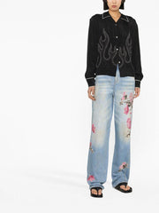 PALM ANGELS flame-embroidered shirt