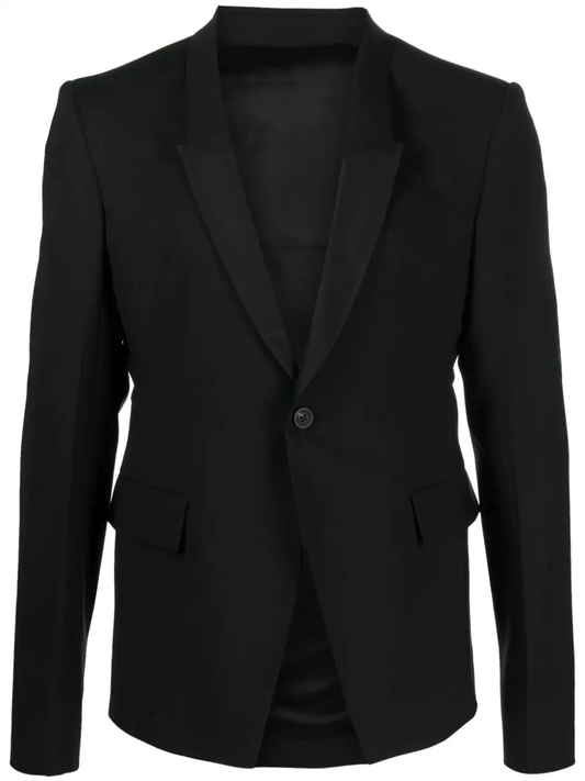 single-breasted virgin wool blend blazer