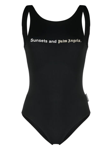 PALM ANGELS slogan-print low-back swimsuit