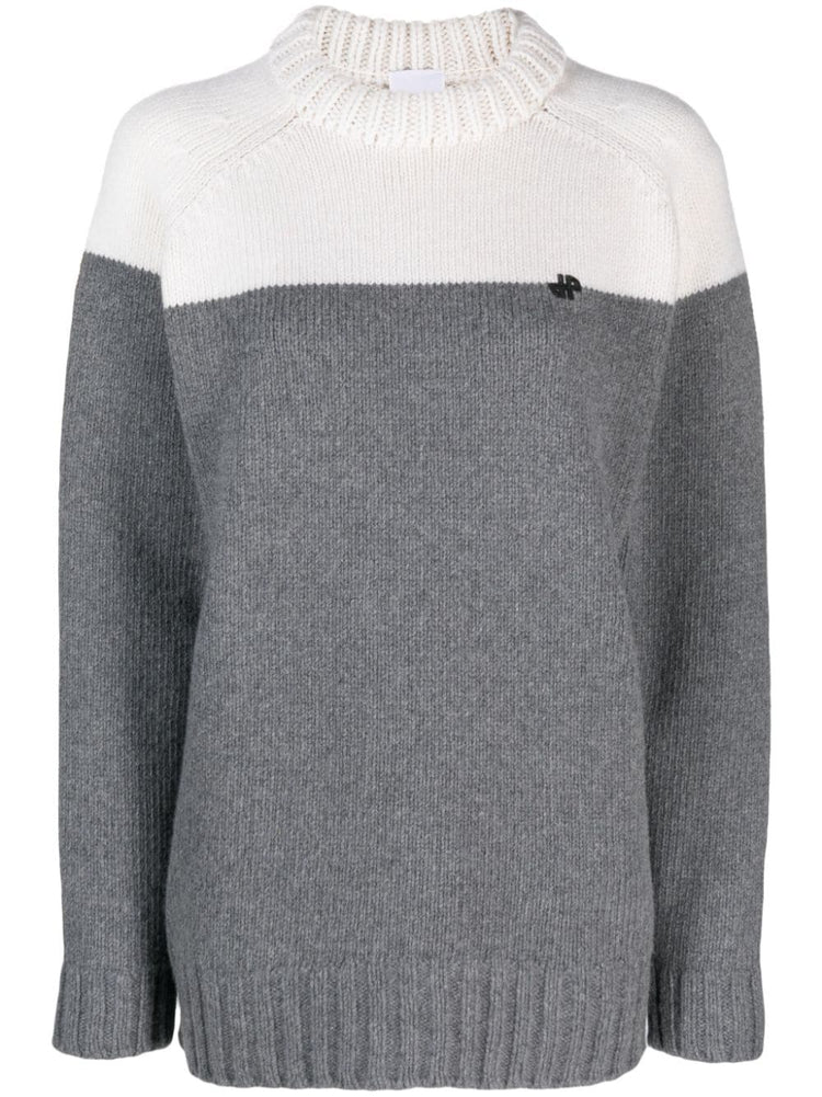 PATOU merino-blend colour-block jumper