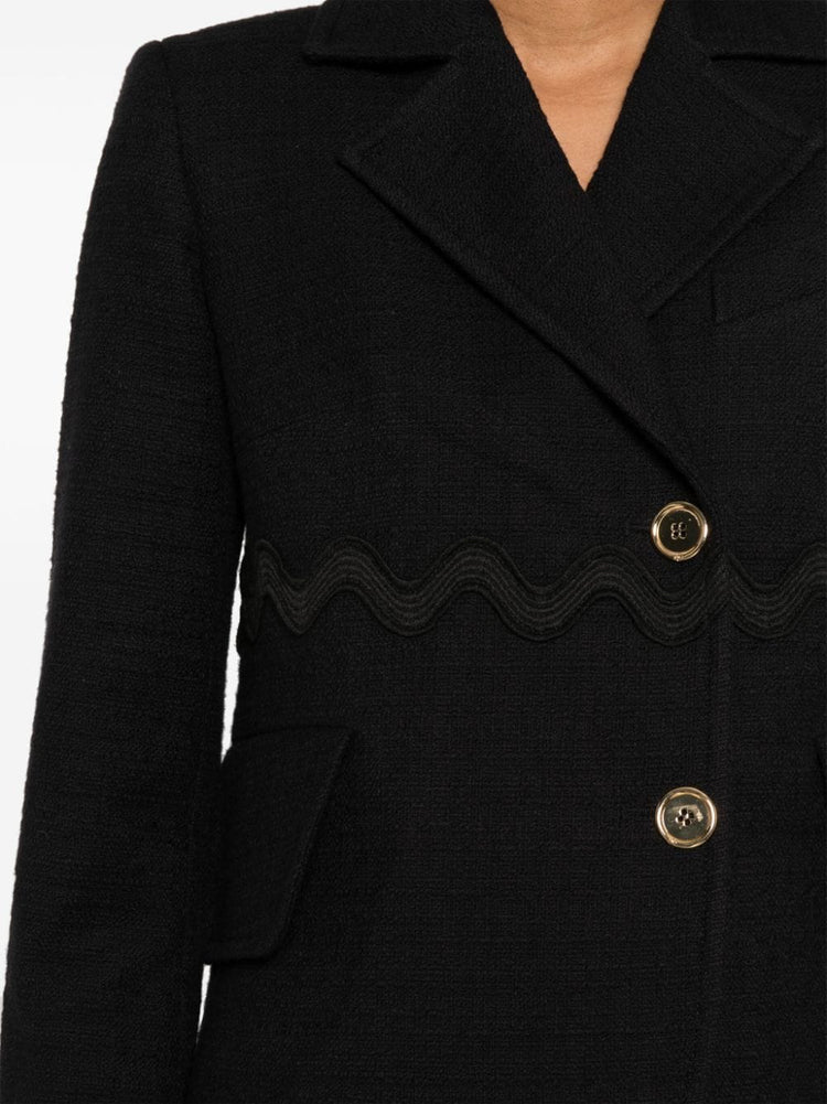 wave-trim tweed jacket