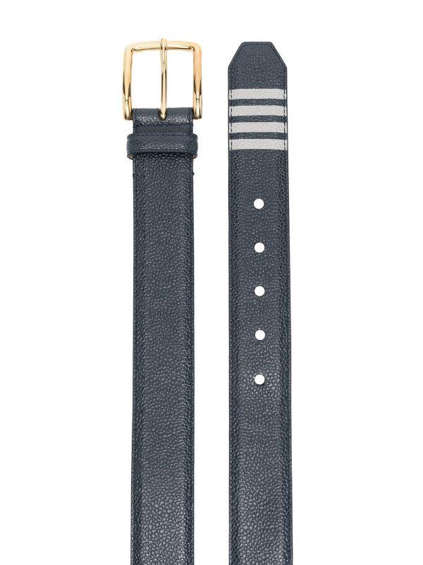THOM BROWNE 4-Bar stripe pebbled leather belt