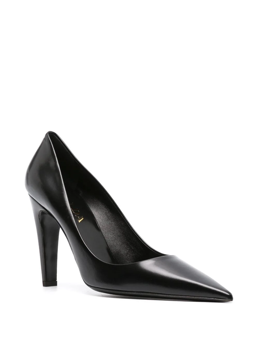 100mm leather pointed pumps