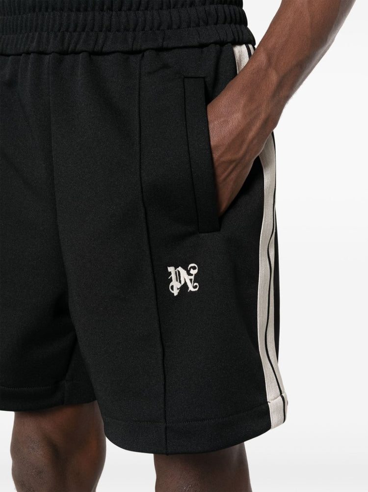 monogram-embroidered striped track shorts