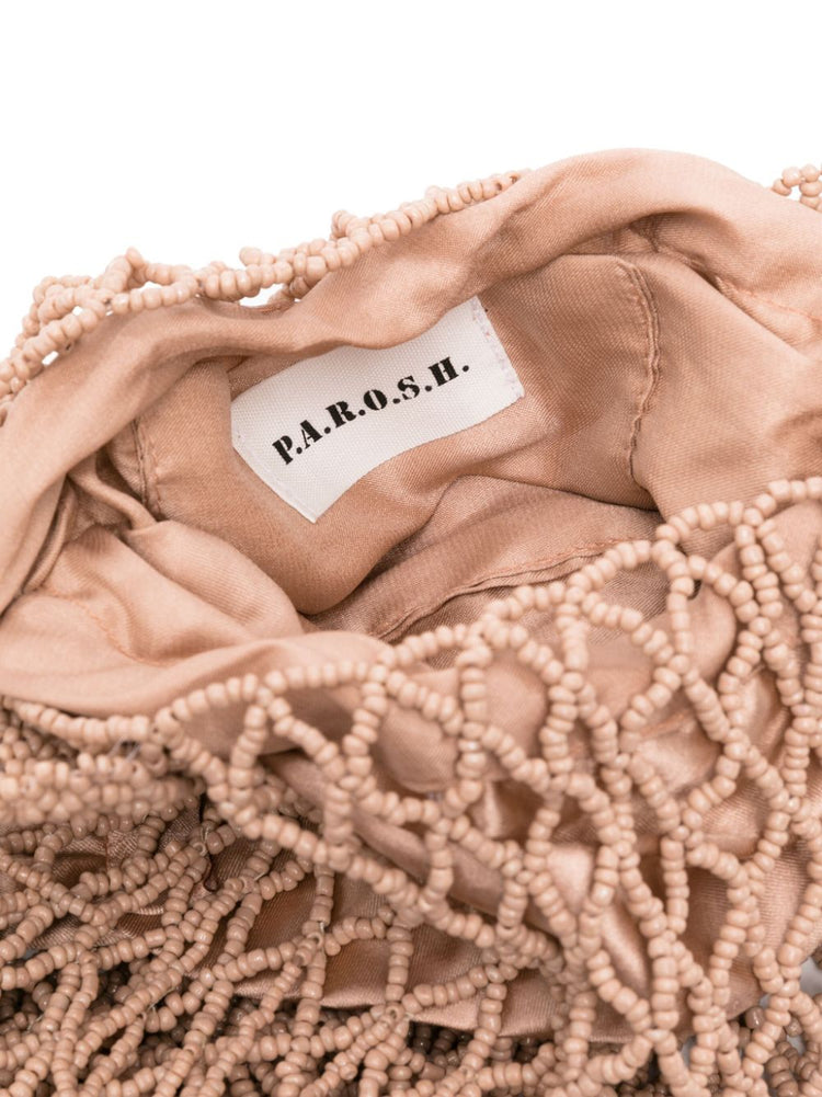 PAROSH fringed bead-embellished crossbody bag