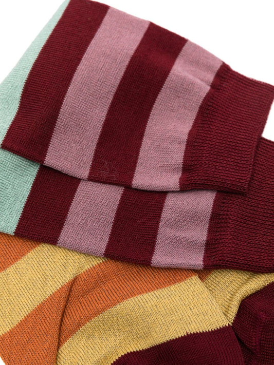 stripe-pattern logo-print ankle socks