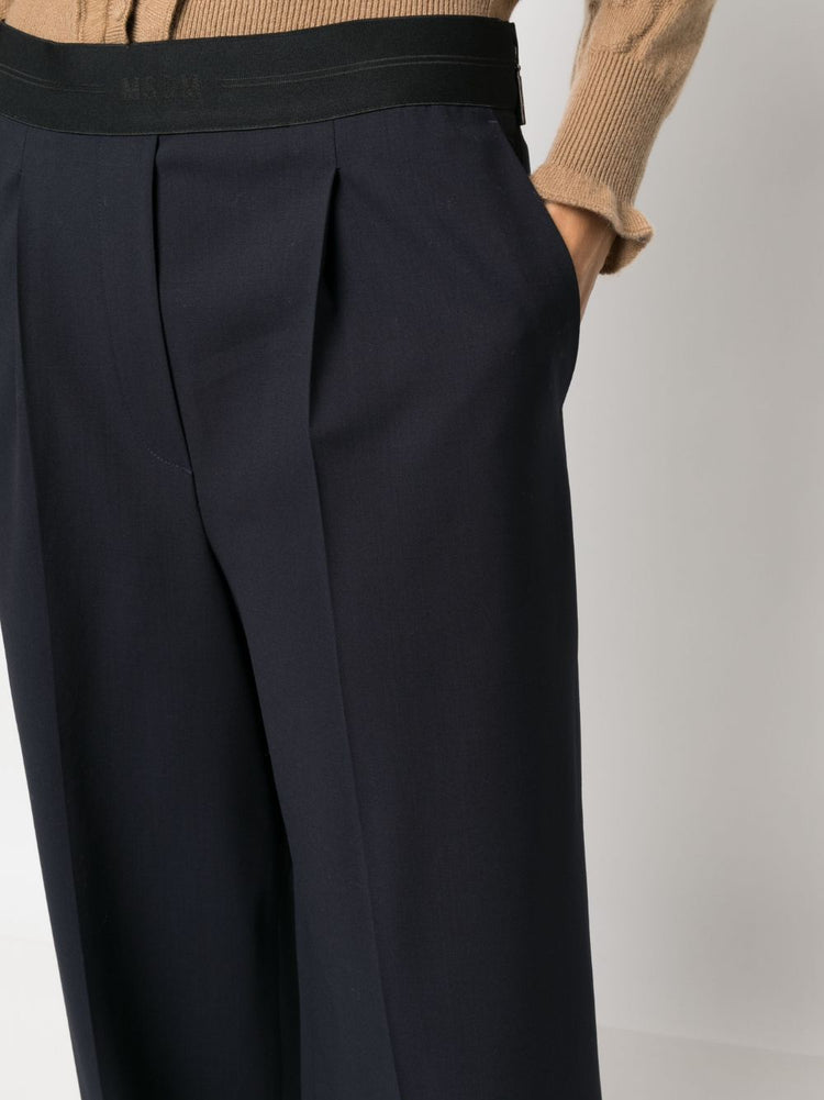 MSGM logo-waistband straight-leg trousers