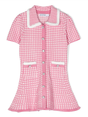 SELF-PORTRAIT KIDS checkered buttoned flared dress