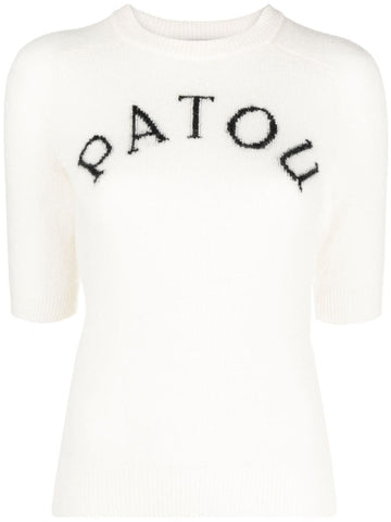 PATOU logo-intarsia knitted top