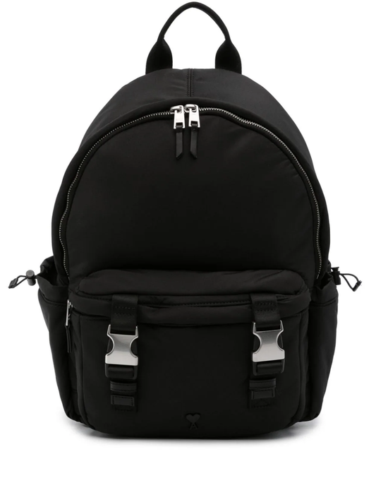 logo-plaque zipped backpack