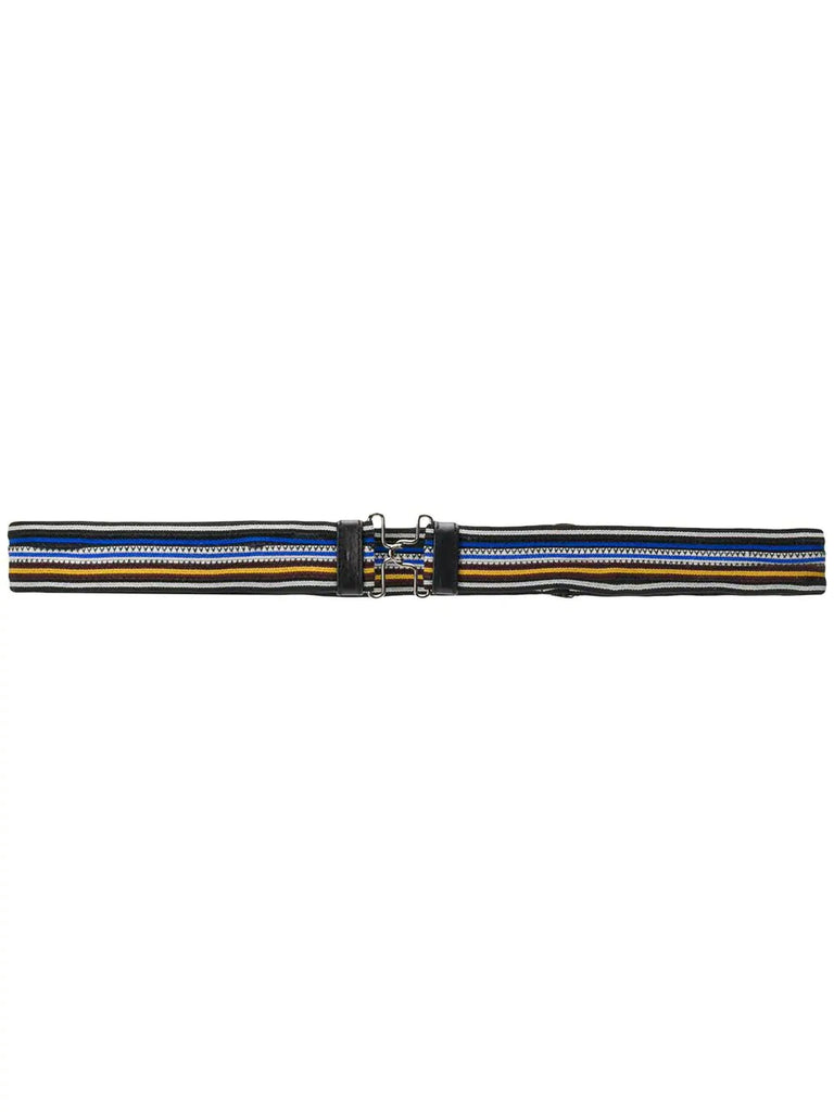 PRADA Striped clasp buckle belt
