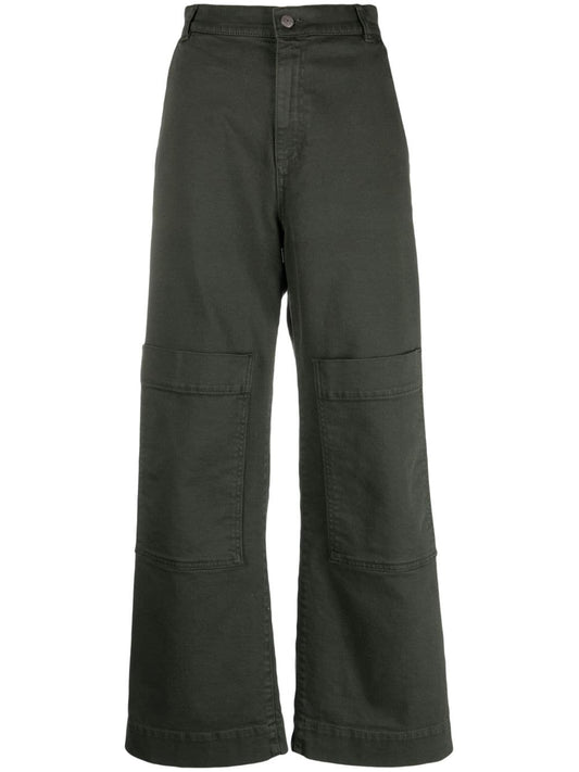 PAROSH multiple-pockets high-waisted trousers