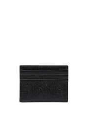 THOM BROWNE Card Holder With Note Compartment In Black Pebble Grain