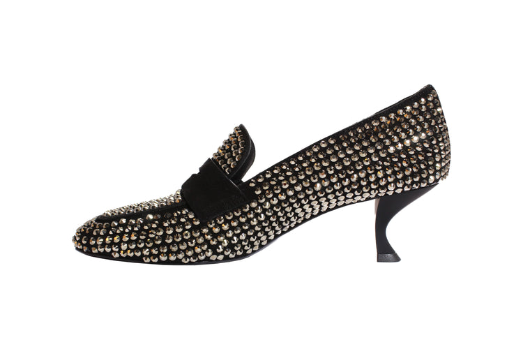 heeled loafers crystal black