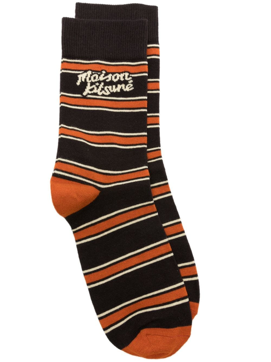 logo-knit intarsia striped ankle socks