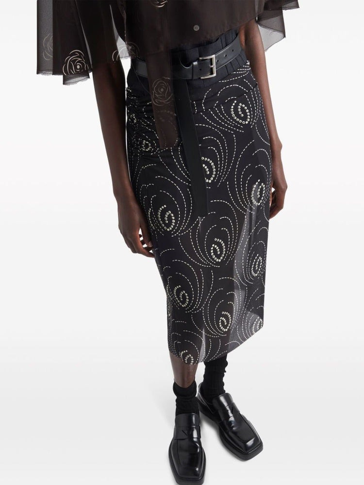 abstract-print midi pencil skirt
