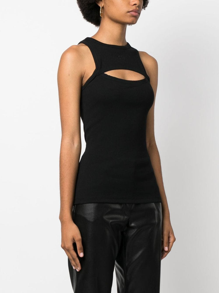 MSGM cut-out fine-ribbed tank top