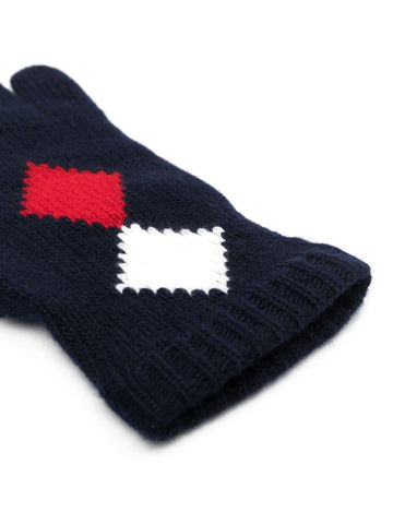 MONCLER geometric-intarsia virgin-wool gloves