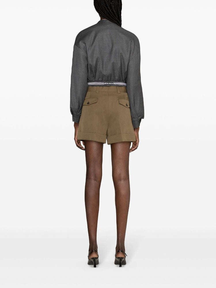 logo-patch wide-leg tailored shorts