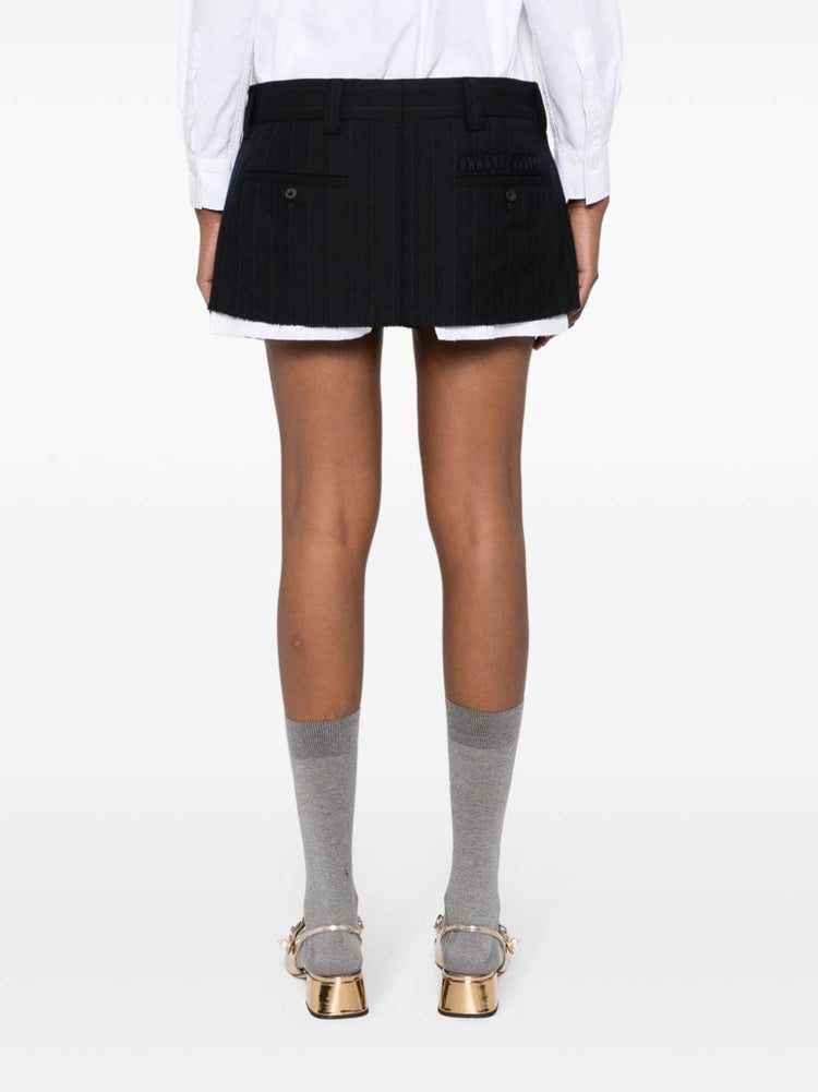 pleated pinstripe miniskirt