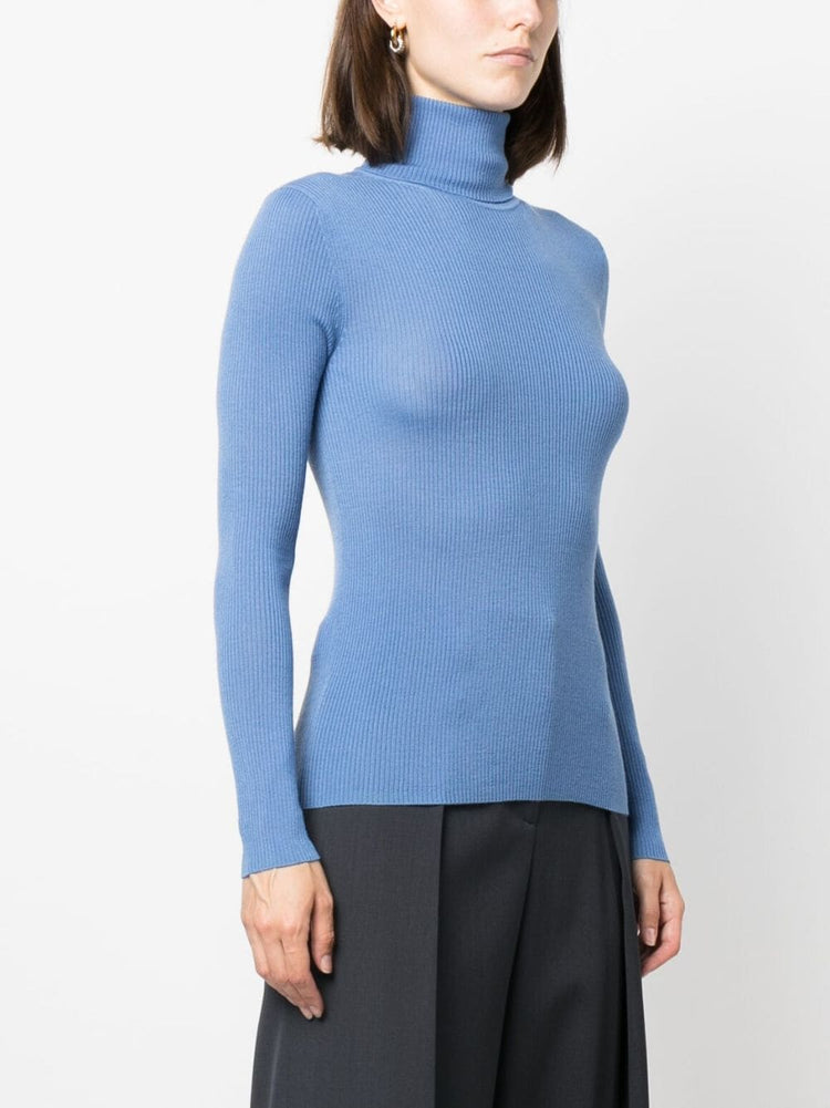 PAROSH high-neck ribbed-knit wool top