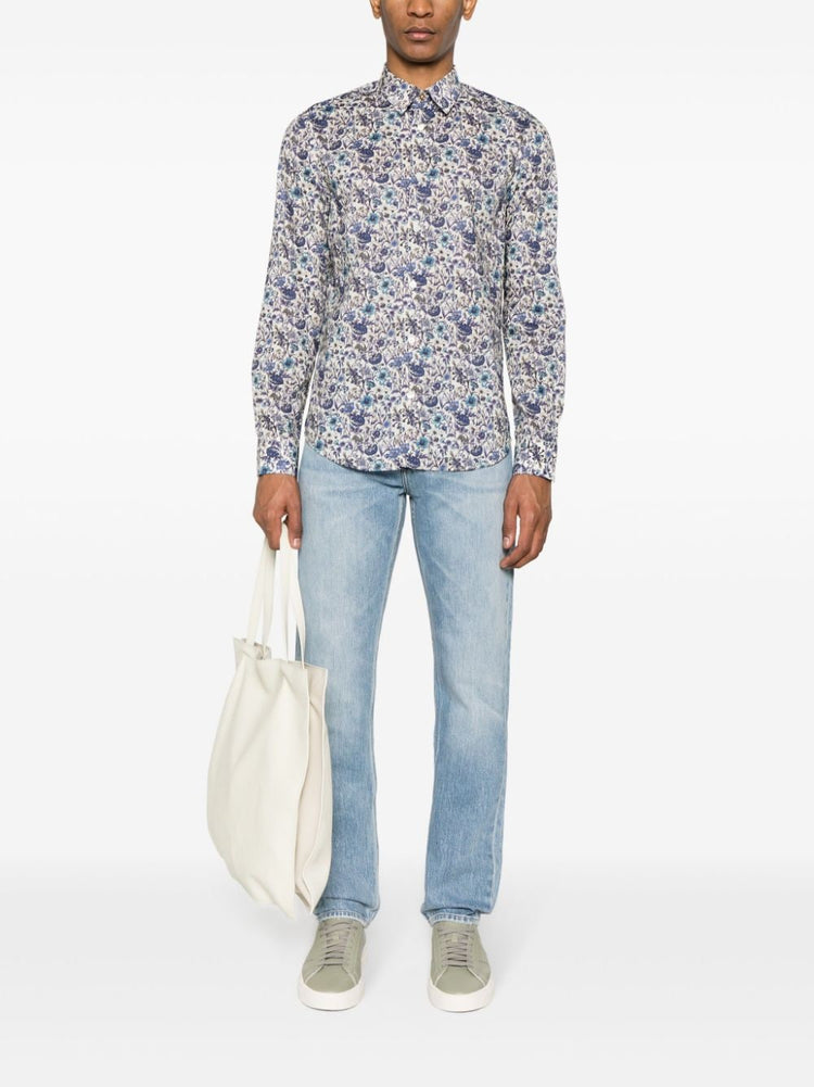 floral-print organic cotton shirt