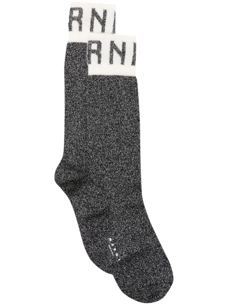 logo-intarsia metallic-threading socks