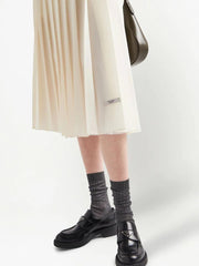 PRADA pleated logo-patch midi skirt