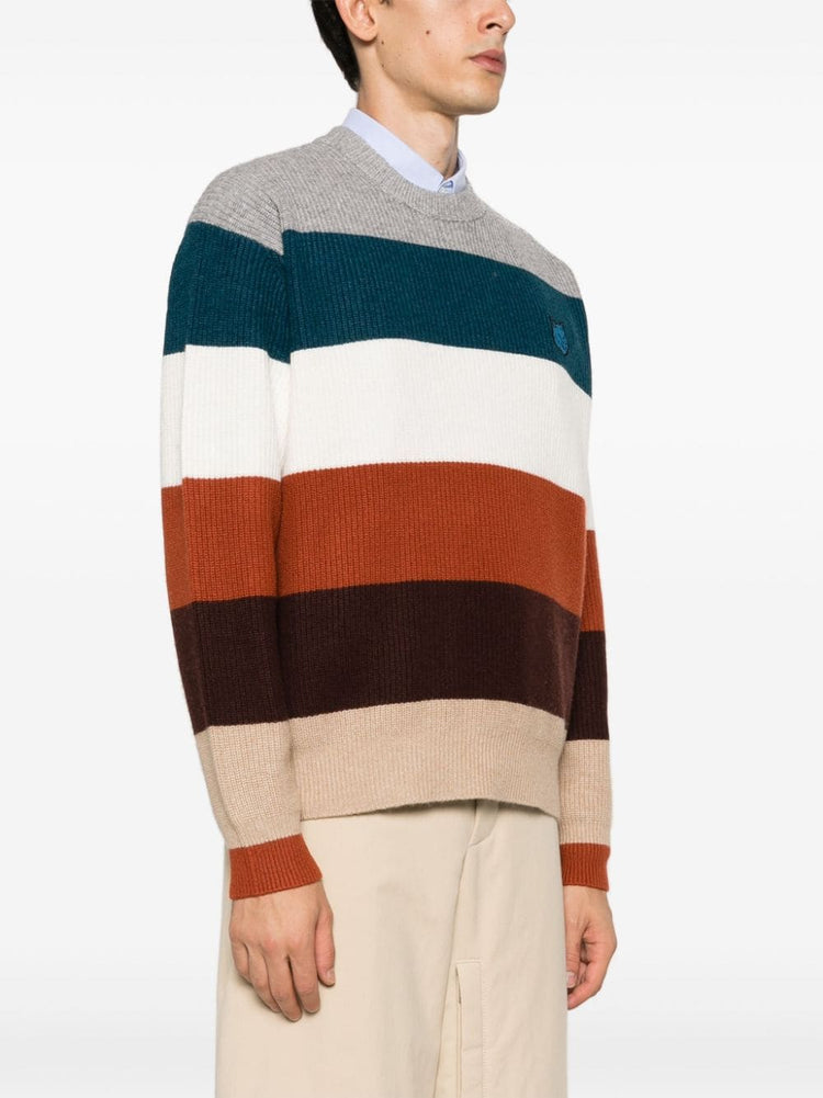 Fox-patch striped jumper