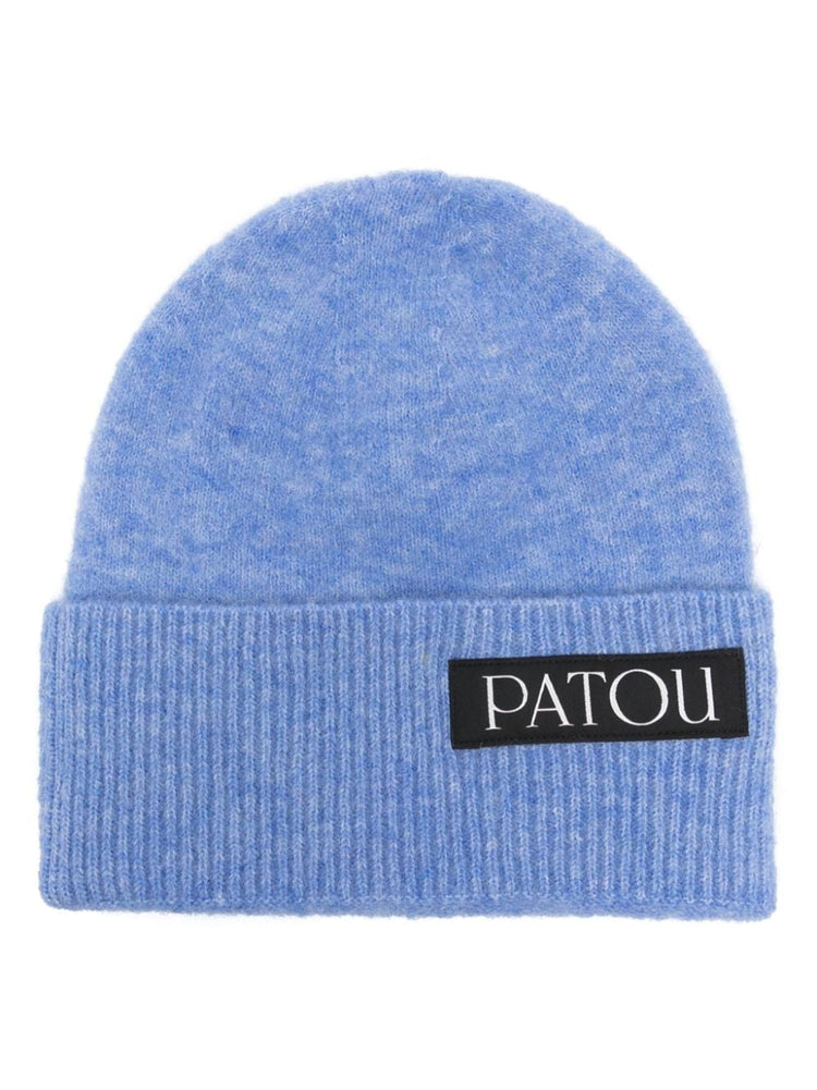 PATOU logo-patch knitted beanie