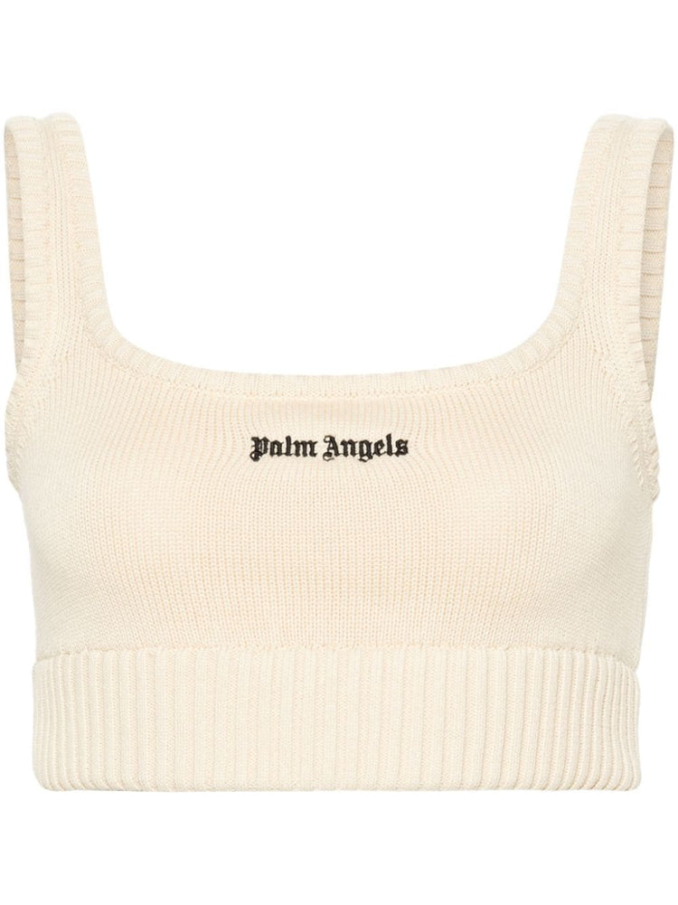 embroidered-logo knit tank top