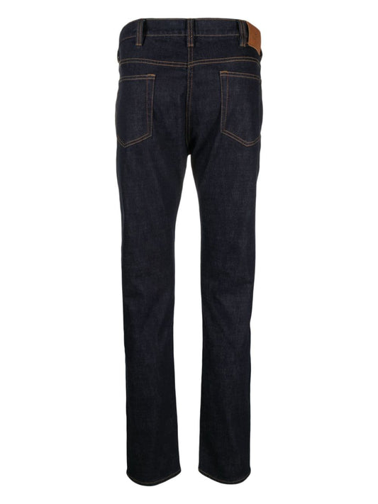 contrast-stitching dark-wash jeans