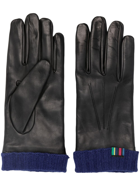 logo-embroidered leather gloves