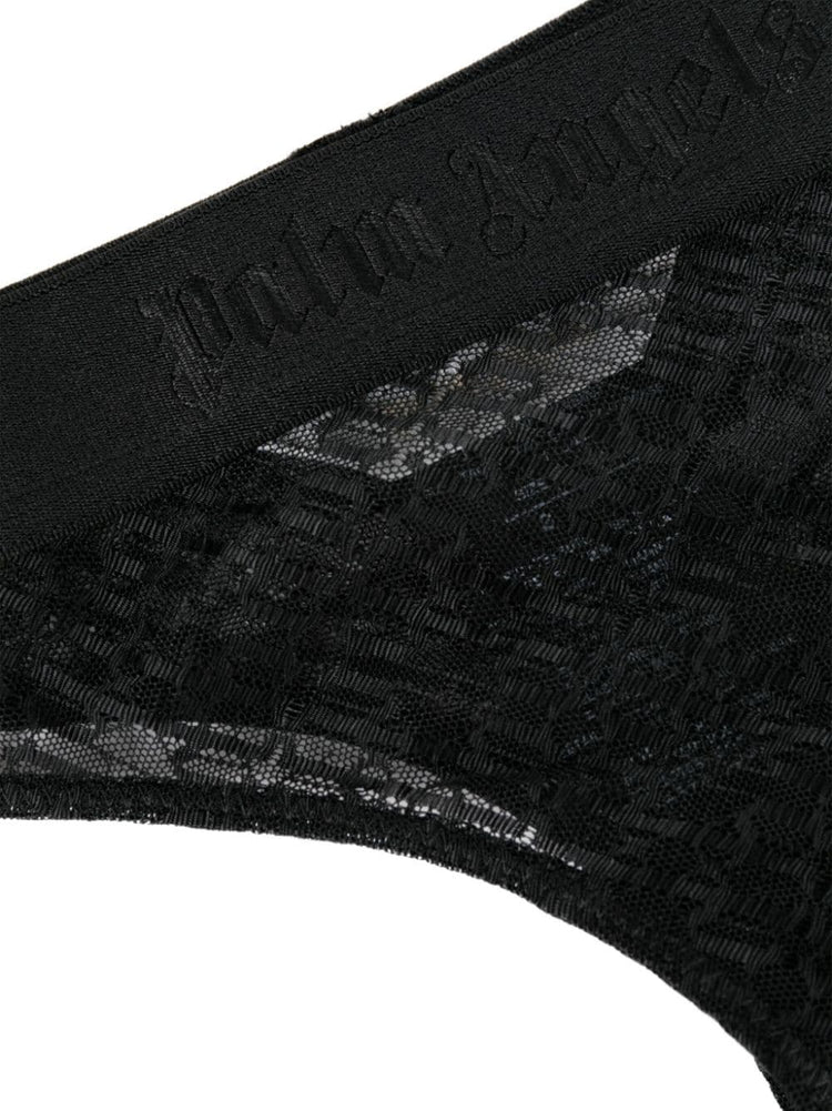 PALM ANGELS logo-waistband lace thong