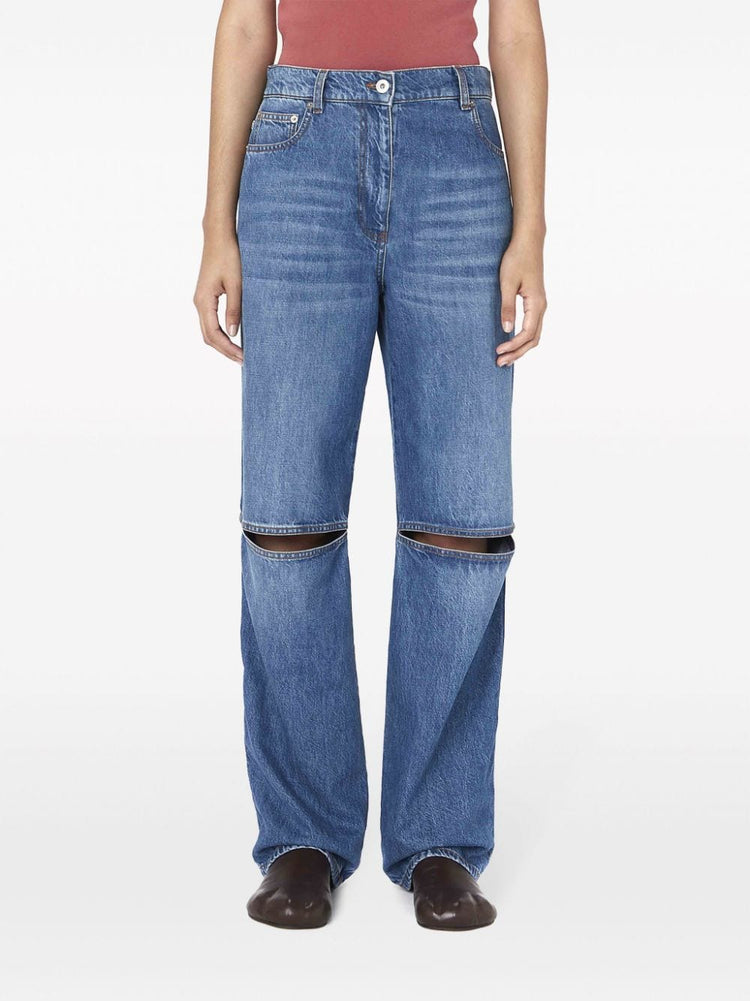 cut-out bootcut jeans
